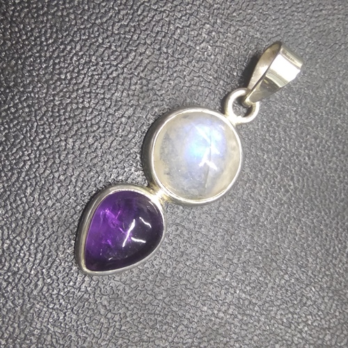 natural moonstone amethyst pendant