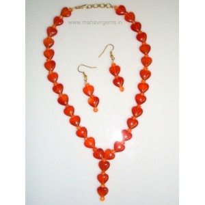 Designer Carnelian Heart Necklace with Earrings