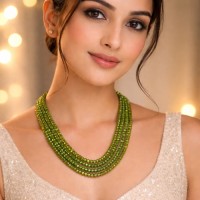 Peridot Faceted Flat Roundel Necklace