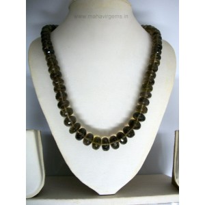 Smoky Quartz Shaded Roundel Faceted beads 19"