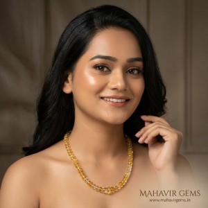 Natural Citrine Faceted Shaded Beads Necklace – Approx 285 Carats – 21 Inches – Untreated 100% Natural