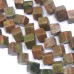 Beads Unakite Cubes strings of 14 Inch