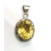 Natural Lemon Quartz Chequred cut Gemstone in Silver Pendant