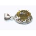 Natural Lemon Quartz Chequred cut Gemstone in Silver Pendant