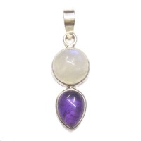 Natural Rainbow Moonstone Amethyst Pendant