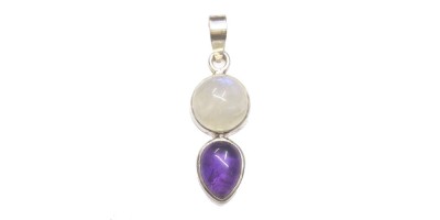 Natural Moonstone Amethyst Pendant – Dual Gemstone Healing Pendant Natural Moonstone Amethyst Pendant – Dual Gemstone Healing Pendant