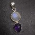 Natural Rainbow Moonstone Amethyst Pendant