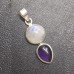 Natural Rainbow Moonstone Amethyst Pendant