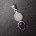 Natural Rainbow Moonstone Amethyst Pendant