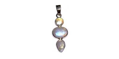 Natural Rainbow Moonstone Trio Pendant