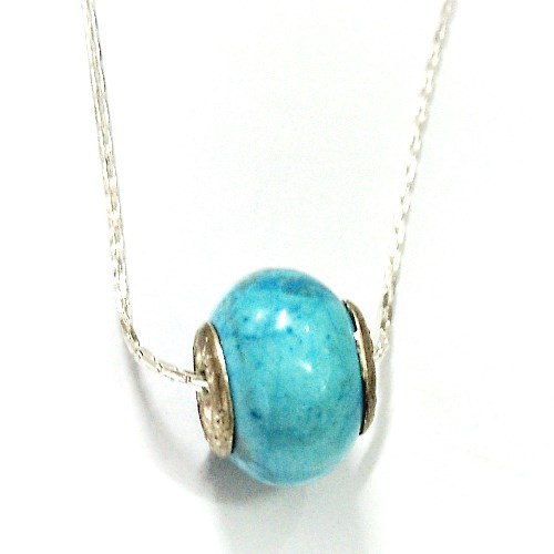 Freeform Blue Tibetan Turquoise Silver Electroplated Necklace - Gilded Bug  Jewelry