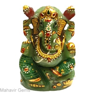 Elephant Head God (Ganesha) in Natural Serpantine Gemstone