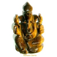 Elephant Head God (Ganesha) in Natural Tiger's Eye