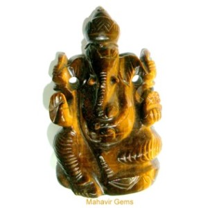 Elephant Head God (Ganesha) in Natural Tiger's Eye