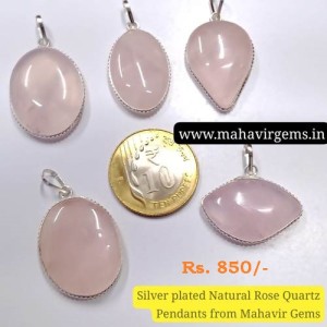 Natural Rose Quartz Cabs Pendant