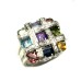 Sterling Silver Mosaic Ring with Gemstones and Cubic Zirconia