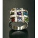 Sterling Silver Mosaic Ring with Gemstones and Cubic Zirconia