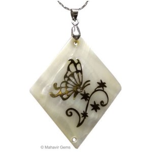 Mother of Pearl Pendant with Golden Art