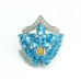 Natural Blue Topaz with Citrine  Ring in Sterling Silver