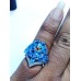 Natural Blue Topaz with Citrine  Ring in Sterling Silver