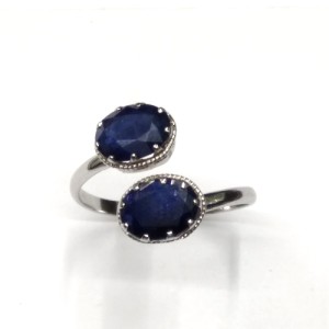 Natural Blue Sapphire Ring in Sterling Silver