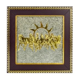 Pyrite Frame with Running Horses & Sun – Symbol of Wealth, Power & Success