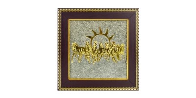Pyrite Frame with Running Horses & Sun – Symbol of Wealth, Power & Success