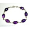 Silver Bracelet with Natural Amethyst Cabachone