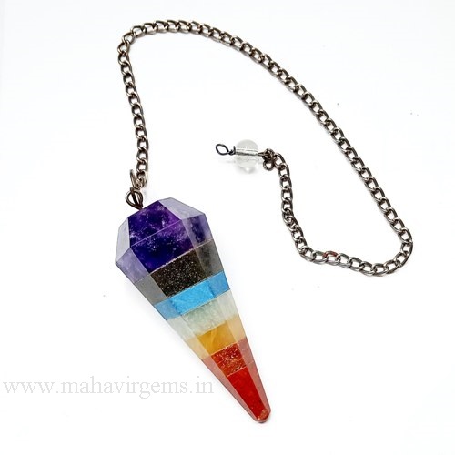 7Chakra Pyramid Necklace Crystal Gemstone Dowsing Reiki Healing Pendant Pendulum